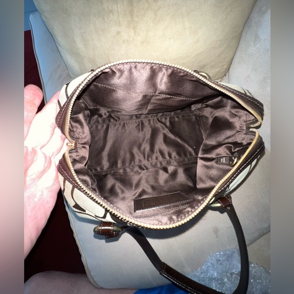 COACH 08 #12430 Signature Stripe Small Duffel/Satchel! Tan/Brass! - Picture 14 of 16